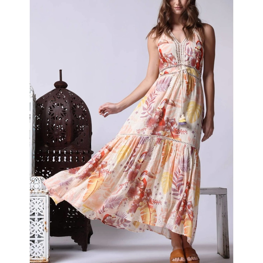 Z&L Made With Love Floral Pastel Dream Maxi Dress Sz. Medium
